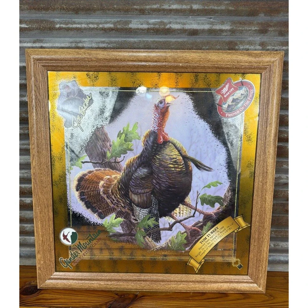 RARE MILLER HIGH LIFE MIRROR SIGN TOM TURKEY BY JOE BUCHER (346) LOW NUMBER 1999